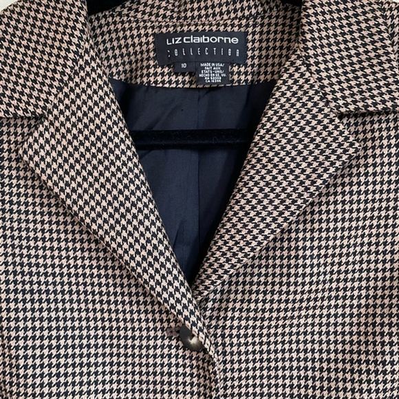 Vintage Liz Claiborne Collection Womens Size 10 Houndstooth Wool Blazer/Jacket - Picture 5 of 16